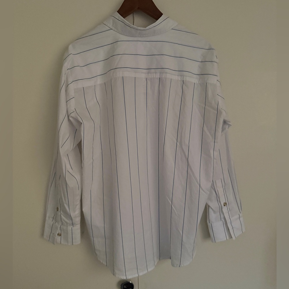 DONNI The Pop Shirt - Navy Pinstripe - Picture 5 of 6